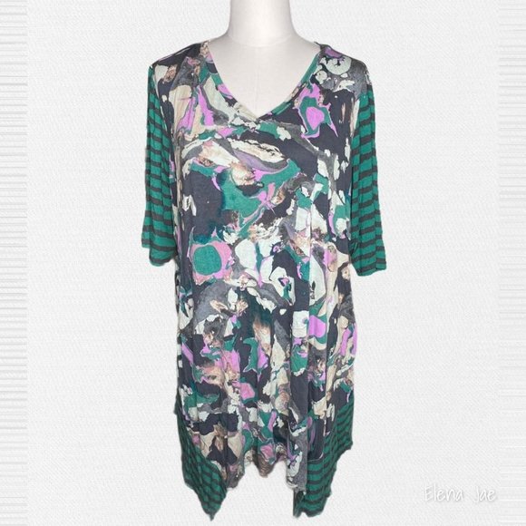LOGO Lori Goldstein Colorful Plus Size Tunic Dress